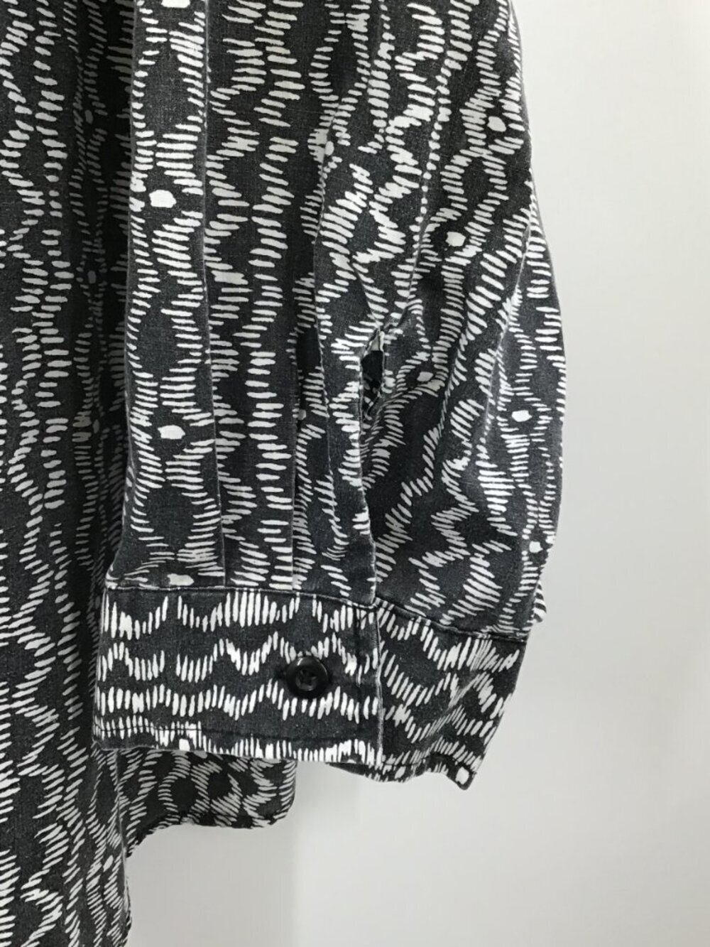 Women's 5X Batik Print Shirt Black White Cotton Blend Ethnic Afrocentric L/S - Picture 5 of 7